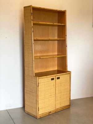 Wicker & Bamboo Bookshelf, 1970s-NPC-1257235