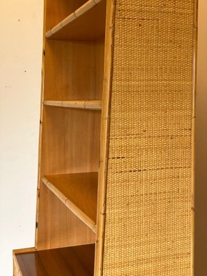 Wicker & Bamboo Bookshelf, 1970s-NPC-1257235