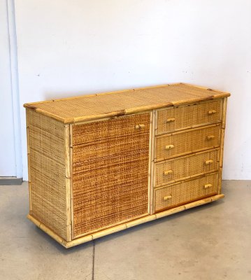 Wicker & Bamboo Credenza, 1970s-NPC-1254244