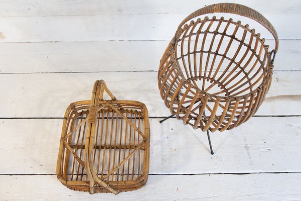 Wicker Basket Set, 1950s, Set of 2-EBW-2017290