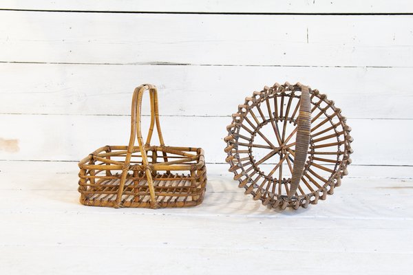 Wicker Basket Set, 1950s, Set of 2-EBW-2017290