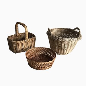 Wicker Baskets, 1960s, Set of 3-OXJ-773621