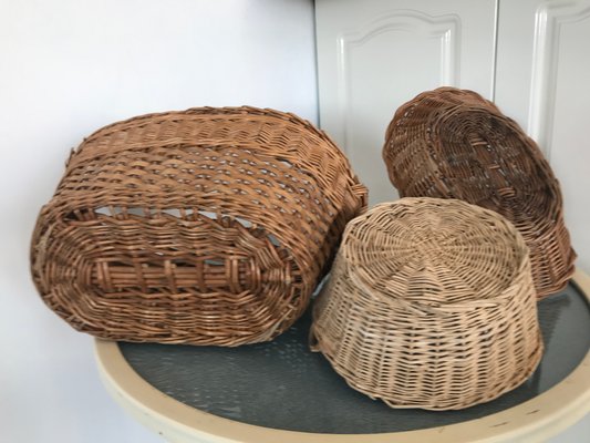 Wicker Baskets, 1970s, Set of 3-WQQ-1209511