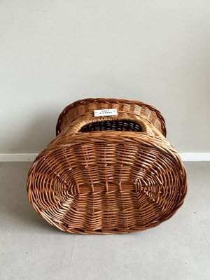 Wicker Cat Bed, Basket with Chat Bizarre Label, 1970s-LL-2040989