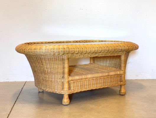 Wicker Coffee Table, 1980s-NPC-1254303