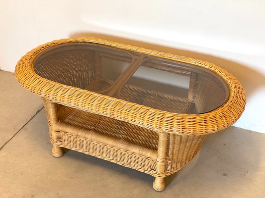 Wicker Coffee Table, 1980s-NPC-1254303