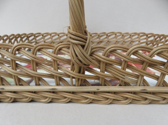 Wicker Decoration Tray with Handle, 1950s-EY-821611