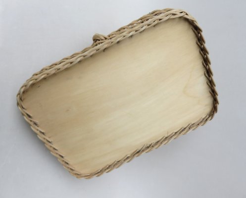 Wicker Decoration Tray with Handle, 1950s-EY-821611