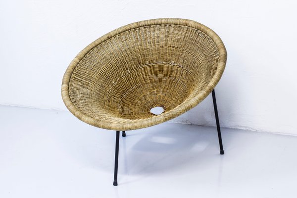 Wicker Easy Chair by Sven Staaf Attribution for Staaf & Almgren, 1950s-KO-635317