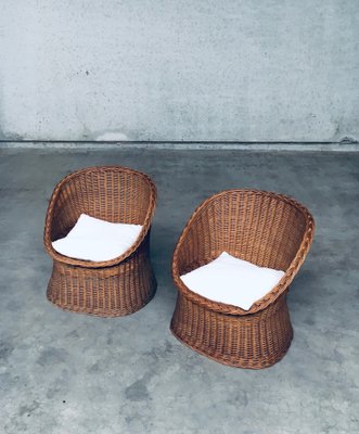 Wicker Egg Basket Lounge Chairs, 1950s, Set of 2-RQV-1761646