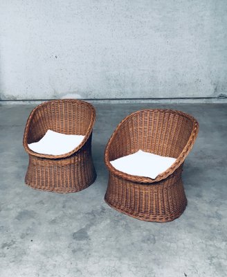 Wicker Egg Basket Lounge Chairs, 1950s, Set of 2-RQV-1761646