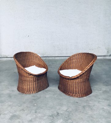 Wicker Egg Basket Lounge Chairs, 1950s, Set of 2-RQV-1761646