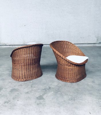 Wicker Egg Basket Lounge Chairs, 1950s, Set of 2-RQV-1761646