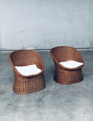 Wicker Egg Basket Lounge Chairs, 1950s, Set of 2-RQV-1761646