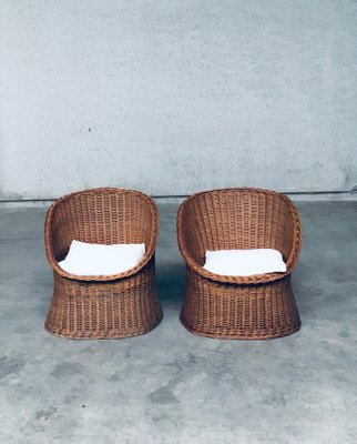 Wicker Egg Basket Lounge Chairs, 1950s, Set of 2-RQV-1761646