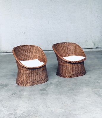 Wicker Egg Basket Lounge Chairs, 1950s, Set of 2-RQV-1761646