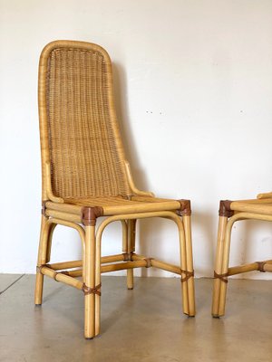 Wicker, Leather, and Bamboo Chairs, 1970s, Set of 2-NPC-1291142