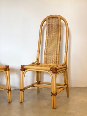 Wicker, Leather, and Bamboo Chairs, 1970s, Set of 2-NPC-1291145