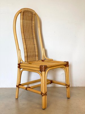 Wicker, Leather, and Bamboo Chairs, 1970s, Set of 2-NPC-1291145