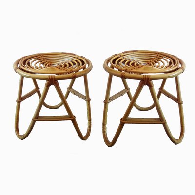 Wicker Side Tables, 1950s, Set of 2-GT-801963