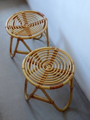 Wicker Side Tables, 1950s, Set of 2-GT-801963