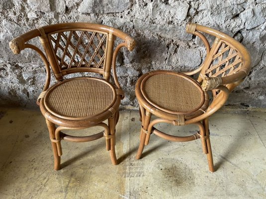 Wicker Table and Chairs, 1970s, Set of 3-SDV-894524