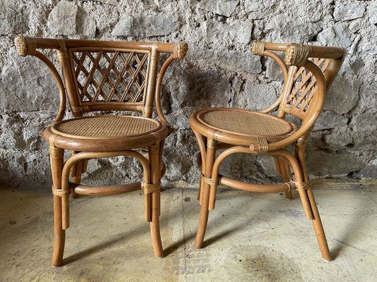 Wicker Table and Chairs, 1970s, Set of 3-SDV-894524