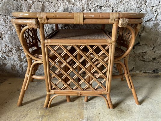 Wicker Table and Chairs, 1970s, Set of 3-SDV-894524