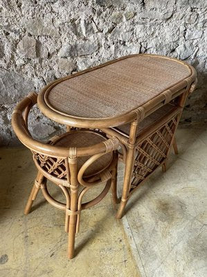 Wicker Table and Chairs, 1970s, Set of 3-SDV-894524