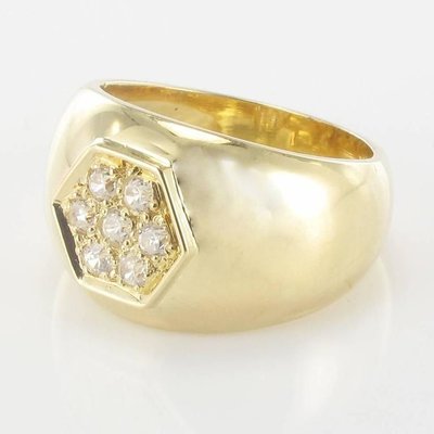 Wide Diamond Gold Band Ring-OLU-896212