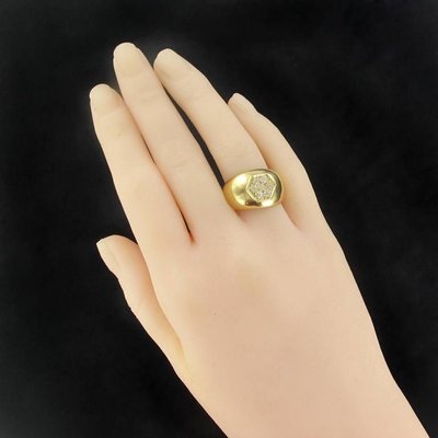 Wide Diamond Gold Band Ring-OLU-896212