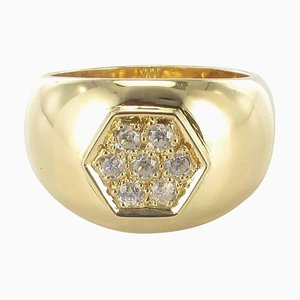 Wide Diamond Gold Band Ring-OLU-896212