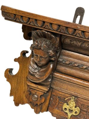 Wide Dutch 19th Century Oak Coat Rack with Carved Angels-UCH-1224123