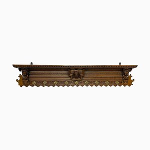 Wide Dutch 19th Century Oak Coat Rack with Carved Angels-UCH-1224123