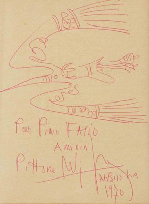 Wifredo Lam, Fresh Sketch, Red Ink Drawing, 1970-ZCI-1775688