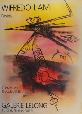 Wilfredo Lam, Pastels Exhibition Poster, 1980s, Photographic Paper-QAI-1389902