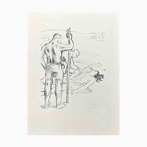 Wilhelm Gimmi, Figures on Seaside, Lithograph, 1955-ZCI-1453351