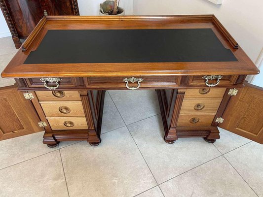 Wilhelminian Style Oak Column Desk Secretary-PXE-2041662