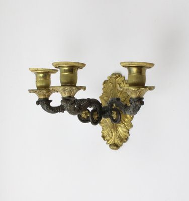 Wilhelminian Wall Candlesticks in Fire-Gilded Bronze, Set of 2-FTN-1397092