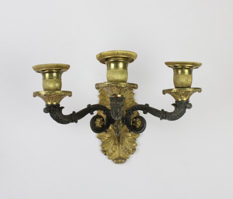 Wilhelminian Wall Candlesticks in Fire-Gilded Bronze, Set of 2-FTN-1397092