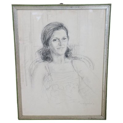 William Boissevain, Portrait, 1975, Pencil on Paper, Framed-DCO-1425124