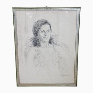 William Boissevain, Portrait, 1975, Pencil on Paper, Framed-DCO-1425124