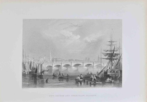 William Henry Bartlett, New Bridge and Bromielaw, Glasgow, Lithograph, 19th Century-ZCI-1788775