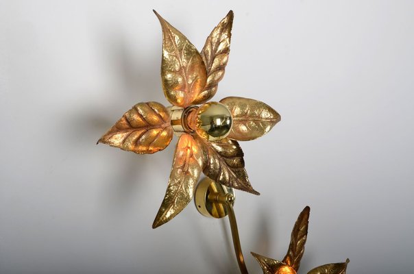 Willy Daro Style Brass Double Flower Sconce from Massive Lighting, 1970s-IV-887875