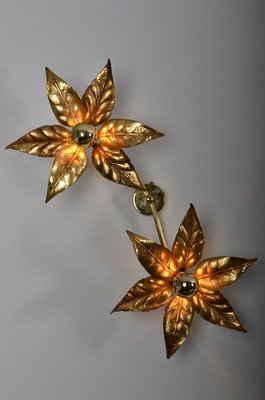 Willy Daro Style Brass Double Flower Sconce from Massive Lighting, 1970s-IV-887875