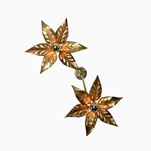 Willy Daro Style Brass Double Flower Sconce from Massive Lighting, 1970s-IV-887875