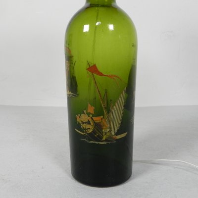 Wine Bottle Table Lamp with Fabric Shade, 1970s-TL-1773683