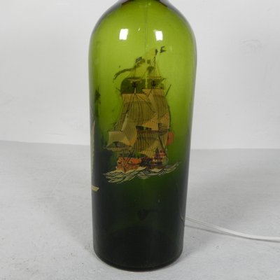 Wine Bottle Table Lamp with Fabric Shade, 1970s-TL-1773683