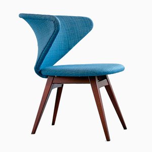 Wing-Shaped Side Chair in Petrol Blue Fabric and Beech by Sigfrid Ljungqvist, 1958-FMT-772729