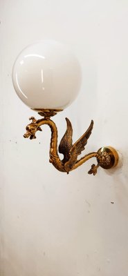 Winged Dragon Wall Light in Brass with Shiny White Sphere-QLH-1768790